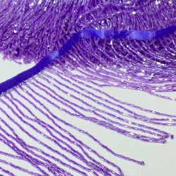 Lila Boncuklu Saçak Püskül Şerit En 15 Cm -BSP-1001