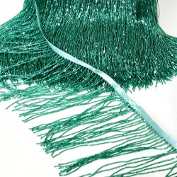 Yeşil Boncuklu Saçak Püskül Şerit En 15 Cm -BSP-1002