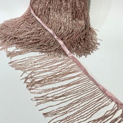 Pudra Boncuklu Saçak Püskül Şerit En 15 Cm -BSP-1003