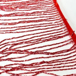 Kırmızı Boncuklu Saçak Püskül Şerit En 15 Cm -BSP-1004