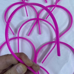 Neon Fuşya Plastik Ham Taç 12 Adet Boş Süslenmemiş Ham Taç-BT-1000