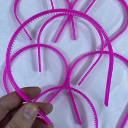 Neon Fuşya Plastik Ham Taç 12 Adet Boş Süslenmemiş Ham Taç-BT-1000