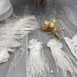 Karışık Yapay Çiçekli Gelin Buketi Ve Gelin Seti-BUKET-10