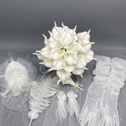 Beyaz Islak Gala Gelin Buketi Ve Gelin Seti-BUKET-12