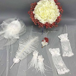 Pudra Ortancalı Gelin Buketi Ve Gelin Seti-BUKET-2