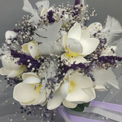 Beyaz Manolya Ve Mor Cipsolu Gelin El Çiçeği-BUKET-20