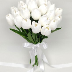 Beyaz Yapay Lale Gelin El Çiçeği Ve Damat Yaka Çiçeği 30 Adet Lale-BUKET-21