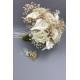 Beyaz Islak Gala Kadife Güllü Karışık Gelin El Buketi Ve Damat Yaka Çiçeği-BUKET-23