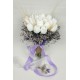 Beyaz Yapay Lale Mor Cipsolu Gelin El Buketi Ve Yaka Çiçeği-BUKET-29