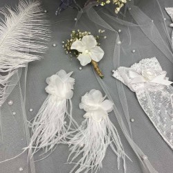 Kırık Beyaz Ortancalı Gelin Buketi Ve Gelin Seti-BUKET-3