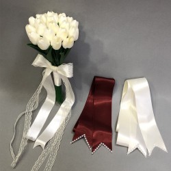 Islak Beyaz Lale Gelin El Buketi Ve Takı Kurdele Seti-BUKET-40