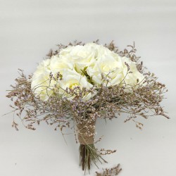Yapay Gerçek Görünümlü Gelin Buketi Ve Damat Yaka Çiçeği-BUKET-52