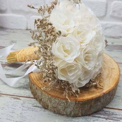 Beyaz Efsane Tasarım Gelin El Buketi-BUKET-53