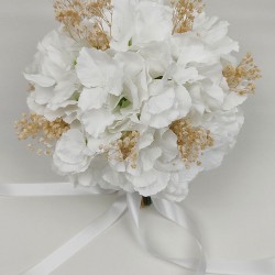 Ortancalı Krem Cipsolu Gelin El Çiçeği Ve Damat Yaka Çiçeği-BUKET-55