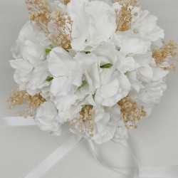 Ortancalı Krem Cipsolu Gelin El Çiçeği Ve Damat Yaka Çiçeği-BUKET-55