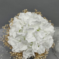 Krem Cipsolu Beyaz Ortancalı El Çiçeği Ve Damat Yaka Çiçeği-BUKET-57