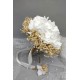 Krem Cipsolu Beyaz Ortancalı El Çiçeği Ve Damat Yaka Çiçeği-BUKET-57