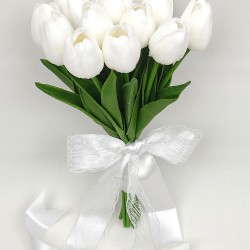 10 Beyaz Islak Laleli Gelin Çiçeği Ve Damat Yaka Çiçeği-BUKET-58