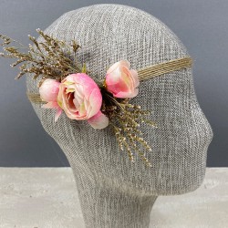 Somon Şakayık Çiçekli Otlu Gelin El Çiçeği Tacı Ve Yaka Çiçeği Seti-BUKET-65