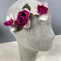 Koyu Fuşya Ortanca Şakayıklı Gelin El Çiçeği Tacı Ve Yaka Çiçeği Seti-BUKET-73