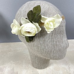 Krem Ortanca Şakayıklı Gelin El Çiçeği Tacı Ve Yaka Çiçeği Seti-BUKET-74