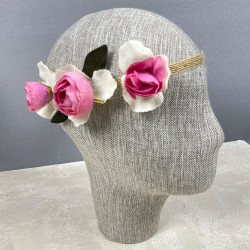 Pembe Ortanca Şakayıklı Gelin El Çiçeği Tacı Ve Yaka Çiçeği Seti-BUKET-78