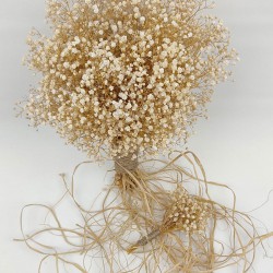 Krem Kurutulmuş Dondurulmuş Cipso Gelin El Buketi Ve Damat Yaka Çiçeği-BUKET-79