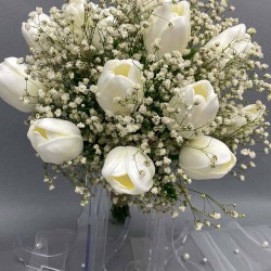 Cipsolu Islak Laleli Gelin Buketi Ve Gelin Seti-BUKET-9