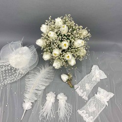 Cipsolu Islak Laleli Gelin Buketi Ve Gelin Seti-BUKET-9