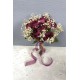 Bordo Şakayık Çiçekli Cipsolu Gelin Buketi Ve Damat Yaka Çiçeği-BUKET-91