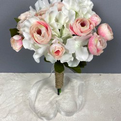 Somon Ortanca Şakayıklı Gelin El Buketi Ve Damat Yaka Çiçeği-BUKET-95