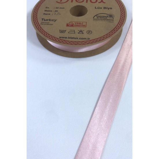 Pembe Renk Saten Biye En 2 Cm Boy 1 Metre-BYE-1055