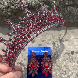 Catalina Bordo Gelin Kına Tacı Özel Gün Aksesuar Kadın Taç Ve Üç Mekik Mekik Küpe Takımı-CATALINA-10 Catalina Bordo Gelin Kına Tacı Özel Gün Aksesuar Kadın Taç Ve Üç Mekik Mekik Küpe Takımı-CATALINA-10