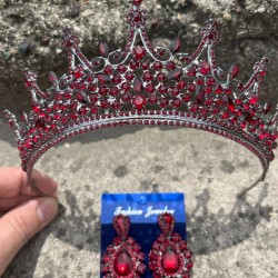 Catalina Bordo Gelin Kına Tacı Özel Gün Aksesuar Kadın Taç Ve Üç Mekik Mekik Küpe Takımı-CATALINA-10 Catalina Bordo Gelin Kına Tacı Özel Gün Aksesuar Kadın Taç Ve Üç Mekik Mekik Küpe Takımı-CATALINA-10