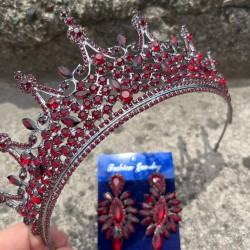 Catalina Bordo Gelin Kına Tacı Özel Gün Aksesuar Kadın Taç Ve İnce Mekik Küpe Takımı-CATALINA-11 Catalina Bordo Gelin Kına Tacı Özel Gün Aksesuar Kadın Taç Ve İnce Mekik Küpe Takımı-CATALINA-11