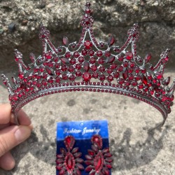 Catalina Bordo Gelin Kına Tacı Özel Gün Aksesuar Kadın Taç Ve İnce Mekik Küpe Takımı-CATALINA-11 Catalina Bordo Gelin Kına Tacı Özel Gün Aksesuar Kadın Taç Ve İnce Mekik Küpe Takımı-CATALINA-11