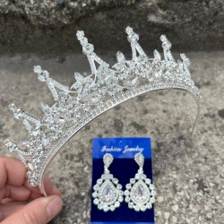 Catalina Gümüş Gelin Kına Tacı Özel Gün Aksesuar Kadın Taç Ve Damla Mekik Küpe Takımı-CATALINA-21 Catalina Gümüş Gelin Kına Tacı Özel Gün Aksesuar Kadın Taç Ve Damla Mekik Küpe Takımı-CATALINA-21