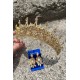 Catalina Gold Gelin Kına Tacı Özel Gün Aksesuar Kadın Taç Ve Üç Mekik Küpe Takımı-CATALINA-32 Catalina Gold Gelin Kına Tacı Özel Gün Aksesuar Kadın Taç Ve Üç Mekik Küpe Takımı-CATALINA-32