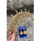 Catalina Gold Gelin Kına Tacı Özel Gün Aksesuar Kadın Taç Ve Damla Mekik Küpe Takımı-CATALINA-35 Catalina Gold Gelin Kına Tacı Özel Gün Aksesuar Kadın Taç Ve Damla Mekik Küpe Takımı-CATALINA-35