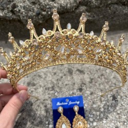 Catalina Gold Gelin Kına Tacı Özel Gün Aksesuar Kadın Taç Ve Damla Mekik Küpe Takımı-CATALINA-35 Catalina Gold Gelin Kına Tacı Özel Gün Aksesuar Kadın Taç Ve Damla Mekik Küpe Takımı-CATALINA-35