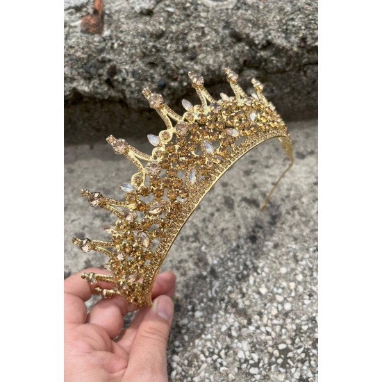 Catalina Gold Gelin Kına Tacı Özel Gün Aksesuar Kadın Taç Saç Aksesuarı-CATALINA-7 Catalina Gold Gelin Kına Tacı Özel Gün Aksesuar Kadın Taç Saç Aksesuarı-CATALINA-7
