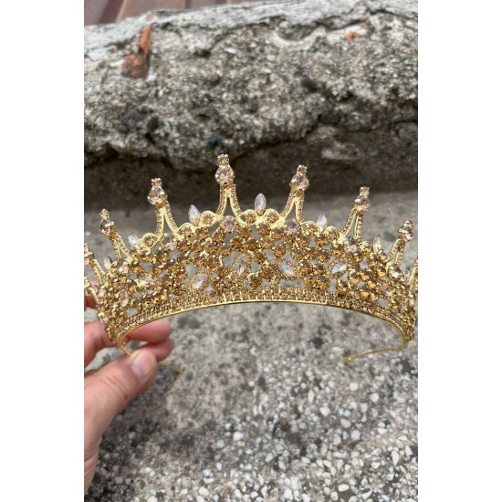 Catalina Gold Gelin Kına Tacı Özel Gün Aksesuar Kadın Taç Saç Aksesuarı-CATALINA-7 Catalina Gold Gelin Kına Tacı Özel Gün Aksesuar Kadın Taç Saç Aksesuarı-CATALINA-7