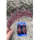 Catalina Bordo Gelin Kına Tacı Özel Gün Aksesuar Kadın Taç Ve Geniş Mekik Küpe Takımı-CATALINA-8 Catalina Bordo Gelin Kına Tacı Özel Gün Aksesuar Kadın Taç Ve Geniş Mekik Küpe Takımı-CATALINA-8