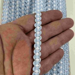 Bebe Mavi Beyaz Chainora Premium Zincir Form Dokuma Dekoratif Şerit &ndash; 1 Metre-CHAINORA-1