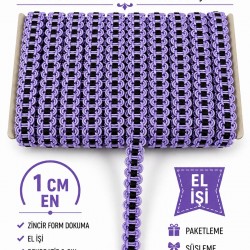 Lila Siyah Chainora Premium Zincir Form Dokuma Dekoratif Şerit &ndash; 1 Metre-CHAINORA-10