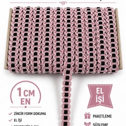 Pudra Siyah Chainora Premium Zincir Form Dokuma Dekoratif Şerit &ndash; 1 Metre-CHAINORA-11
