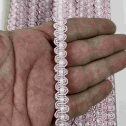 A&ccedil;ık Pembe Beyaz Chainora Premium Zincir Form Dokuma Dekoratif Şerit &ndash; 1 Metre-CHAINORA-12