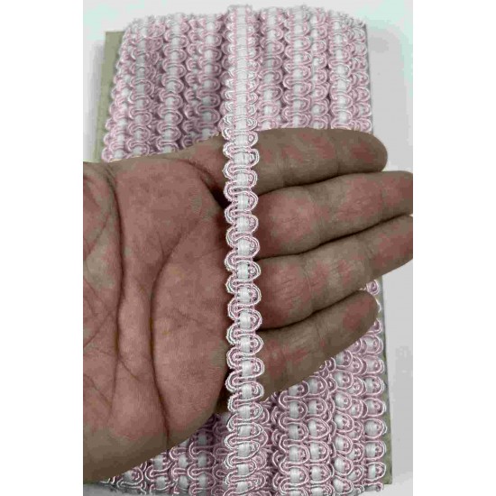 A&ccedil;ık Pembe Beyaz Chainora Premium Zincir Form Dokuma Dekoratif Şerit &ndash; 1 Metre-CHAINORA-12