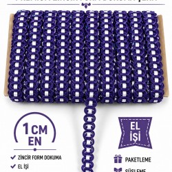 Mor Beyaz Chainora Premium Zincir Form Dokuma Dekoratif Şerit &ndash; 1 Metre-CHAINORA-13