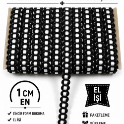 Siyah Beyaz Chainora Premium Zincir Form Dokuma Dekoratif Şerit &ndash; 1 Metre-CHAINORA-14